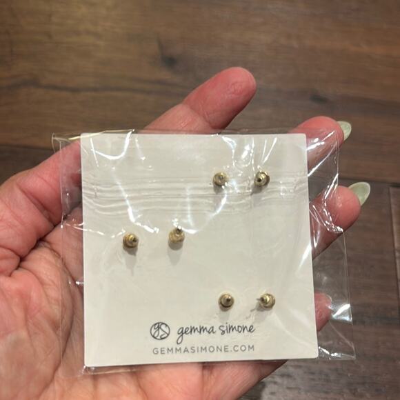 Gemma Simone 3 Sets of Earrings 14K Gold plated Sun/Star/Leaf Earrings Set - Picture 3 of 3